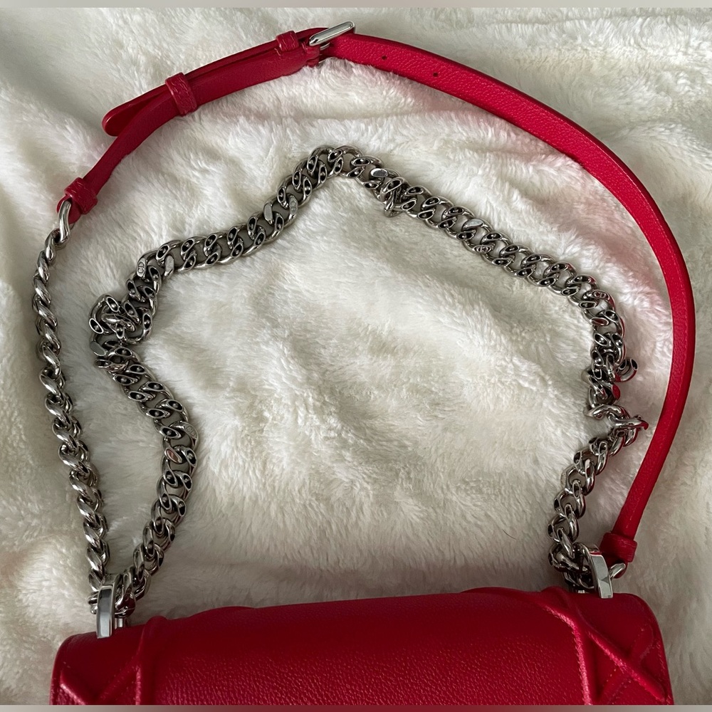 Christian Dior Grained Calfskin Diorama Small Red Crossbody - Picture 9 of 13